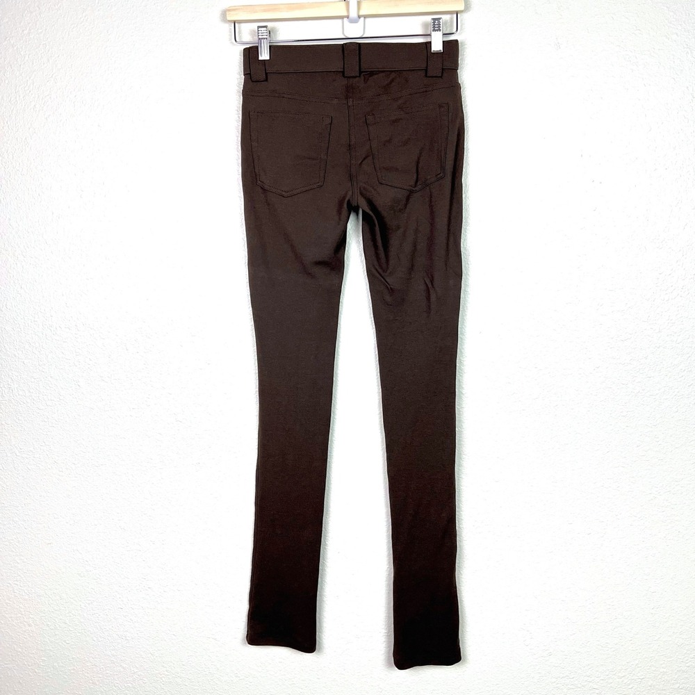 Theory A-Line Pull-On Pant Double Knit Jersey Dark Brown Slim Leg Size P XS - Picture 6 of 10